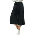 thumbnail image 3 of Bimba Women's Rayon Capri Wide Leg Culottes with Back Elastic Casual Summer Pants With Belt Black - XX-Large, 3 of 8