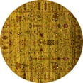 thumbnail image 1 of Ahgly Company Machine Washable Indoor Round Oriental Yellow Industrial Area Rugs, 5' Round, 1 of 4