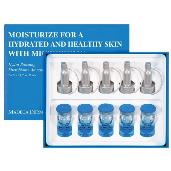 MADECA DERMA Hydra Boosting Microbiome Ampoule - Hidratación profunda con ácido hialurónico y pantenol cuidado de la piel coreano para reparación y relleno de la barrera de la piel de humedad intensa