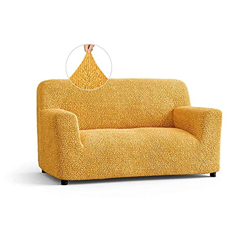 Loveseat Slipcover -2 Seater Couch Cover - Soft Polyester Fabric Slipcovers - 1-Piece Form Fit Stretch Furniture Cover - Microfibra Collection - Mango (Loveseat)