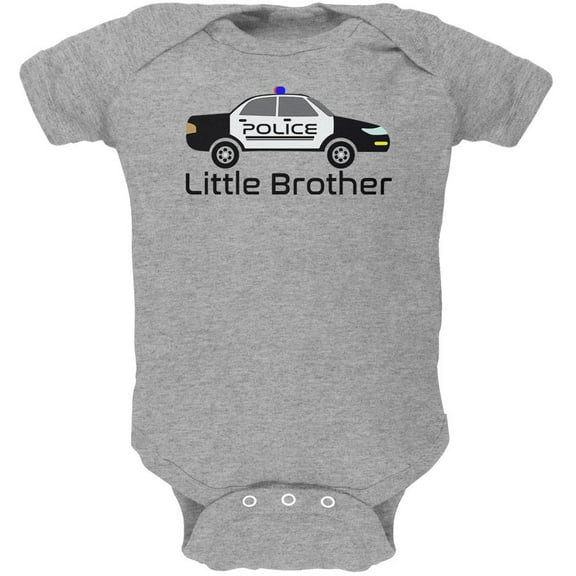 Little Brother Police Car Soft Baby One Piece Heather 18-24 M