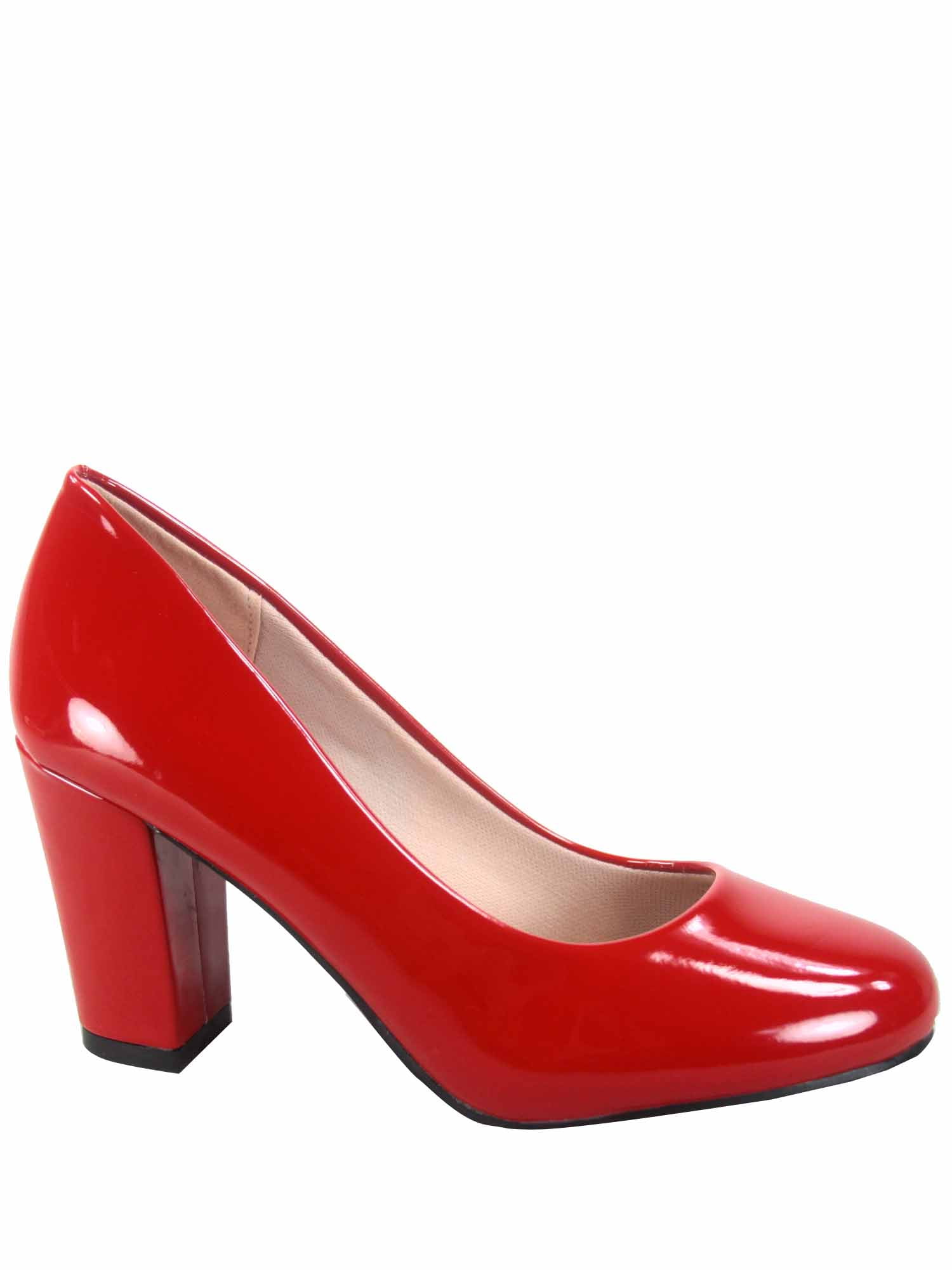 Songful3 Women's Fashion Patent Faux Suede Round Toe Chunky Heel Slip On Pump Dress Shoes