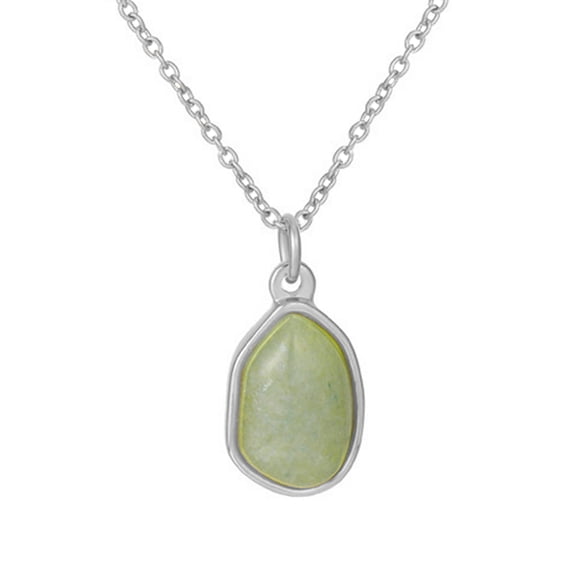 Jiwoy Real Amethyst Necklace for Women Natural Stone Pendant Necklace 18k Gold Plated Real Gemstone Green Aventurine Healing Crystal Necklace 18 Inches Silver