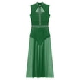 thumbnail image 5 of DPOIS Womens Mock Neck Open Back Lyrical Dance Dress Green-A L, 5 of 7