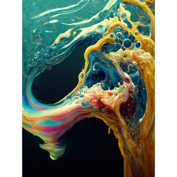 Abstract Water Fluid Mixing Acrylic Large Wall Art Poster Print Thick Paper 18X24 Inch