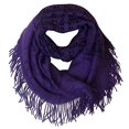 thumbnail image 1 of Peach Couture Warm Bohemian Crochet Hand Knitted Fringe Infinity Loop Scarf Wrap Purple Square, 1 of 1
