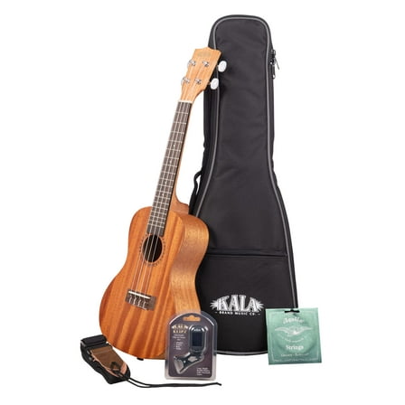 Kala KA-15 Concert Ukulele Bundle Included Gig Bag, Tuner, Strap and String, Natural Mahogany