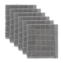 DII Modern Cotton Solid Windowpane Terry Dishcloths in Gray (Set of 6)
