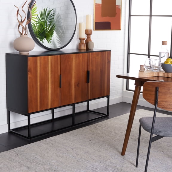Safavieh Vance Modern 54" Sideboard with 4 Door 2 Shelf, Black/Brown