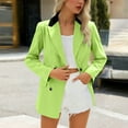 thumbnail image 2 of MaFYtyTPR Blazer for Women Women's Solid Long Sleeved Double Pocket Buttoned Turndown Collar Suit Jacket Green XXL, 2 of 5