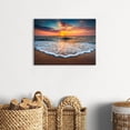 thumbnail image 3 of Beach Sunset Canvas Wall Art, Ocean Wave Print, Coastal Landscape Artwork for Living Room Bedroom Bathroom Decor, Ready to Hang, 3 of 6
