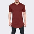 thumbnail image 2 of CFLVAEK Long Shirts for Men Big and Tall Short Sleeve Shirt Slim Fitted Round Neck Tops Casual Summer Solid Color T Shirts Wine M, 2 of 7