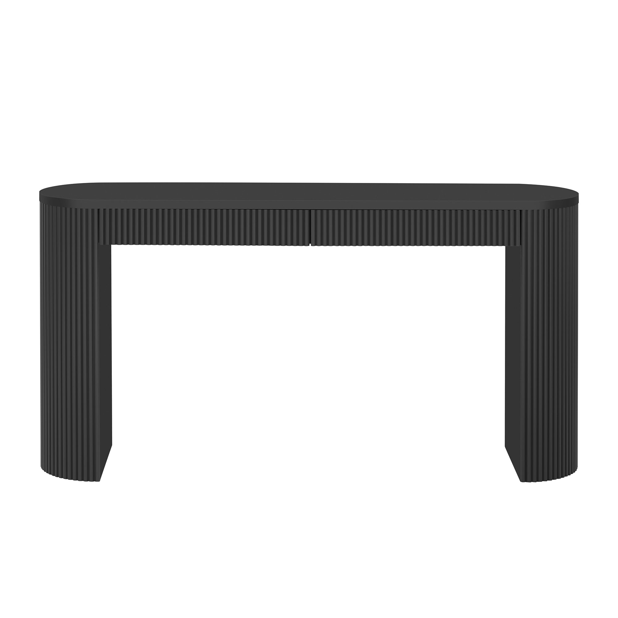 Euroco 58.3" Console Table with 2 Drawers, Narrow Long Sofa Table Behind The Couch, Wood Entryway Table with Adjustable Feet for Living Room, Hallway,Foyer,Black