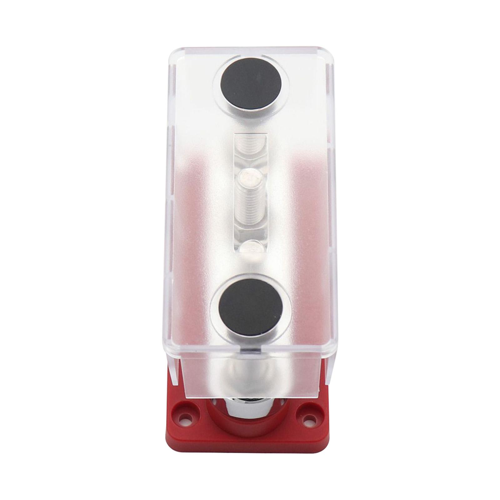 600A Bus Bar Power Distribution Block 4x 3/8inch Terminal Screws Heavy Duty with Red