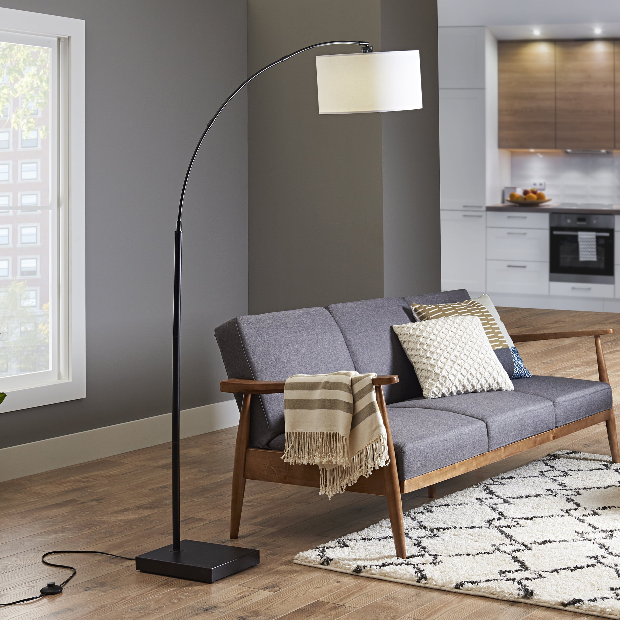 Better Homes & Gardens Modern Metal Arc Floor Lamp with LED Bulb, Black Finish