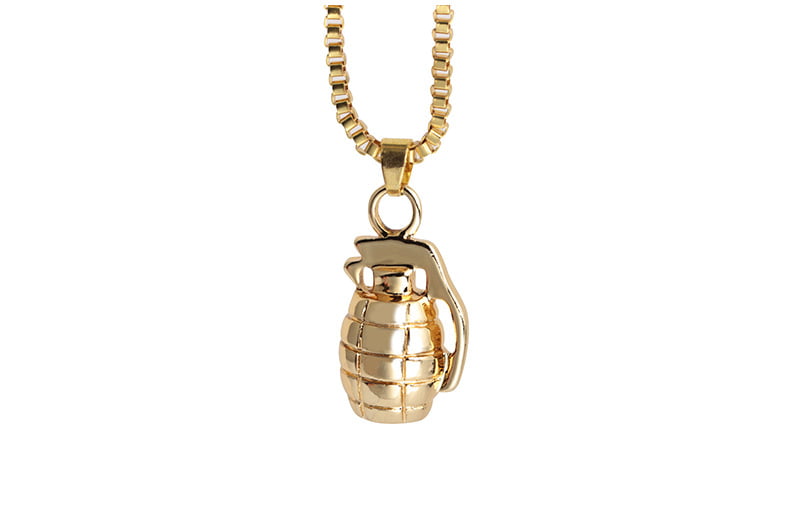 Stunning Bronze GRENADE Curb Chain Necklace 