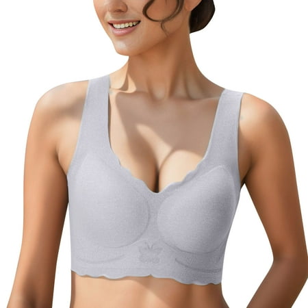 

Fabiurt Women s Bra Womens No Steel Ring French Underwear Big Open Back Beautiful Back U Shaped Bra Summer Ultra Thin Bud Bra Grey