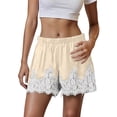thumbnail image 2 of Satin Shorts for Women Y2K Low Rise Lace Trim Satin Micro Mini Shorts for Lounge Clubwear Half Slip Bottoms, 2 of 5