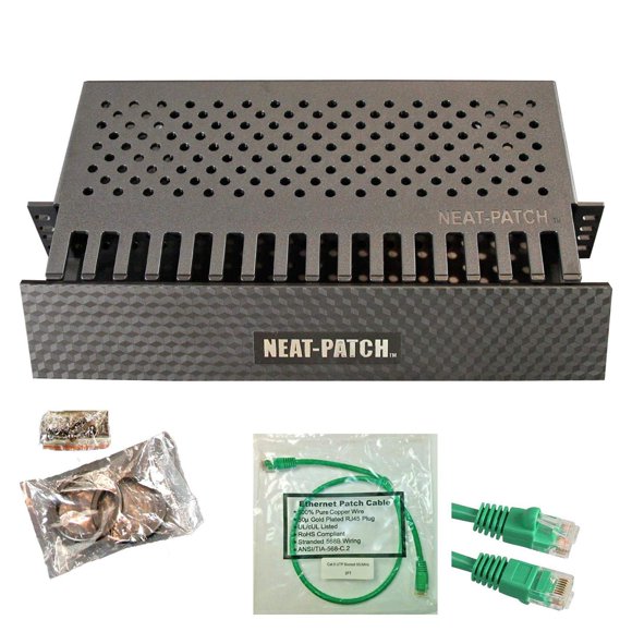 Neat Patch Kit de Gestion de Câbles 2U - 5 Paquets avec 240 Câbles CAT6 Patch (2 Pieds Vert)