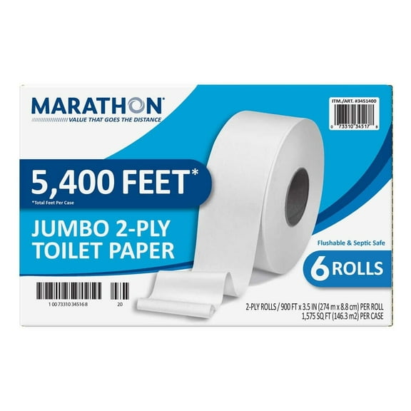Marathon 2-Ply High Capacity Toilet Paper, 6 Jumbo Rolls per Pack