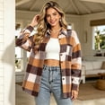 thumbnail image 7 of Akmaiox Plaid Flannel Shirts for Women,Dressy Casual Long Sleeve Lapel Button Down Shirts,Fitted Women's Plus Size Business Work Blouses,Orange L, 7 of 7