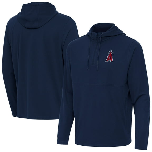 Men's Antigua Navy Los Angeles Angels Connected Quarter-Zip Pullover Hoodie