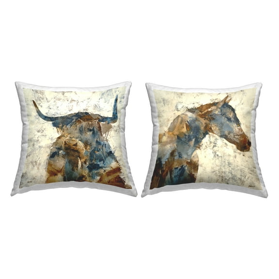 Stupell Industries Rustic Layered Collage Pattern Country Farm Animals Design by Scott Brems Throw Pillow (set of 2)