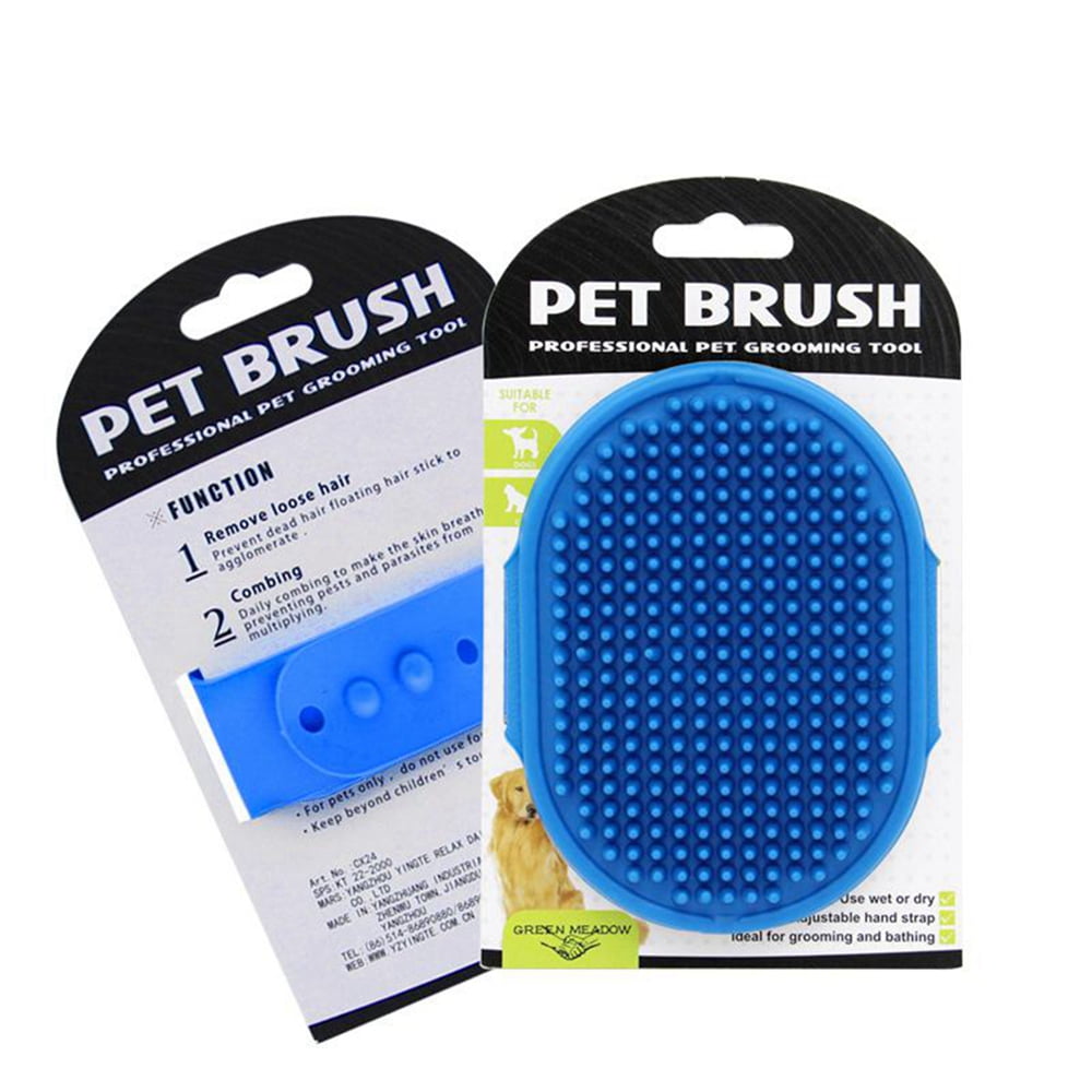 Soft Rubber Bristle Comb Gently Removes Loose & Shed Fur Green BOSSTTOS Comfortable Bath & Massage Pet Brush Great Grooming Tool for Shampooing and Massaging Dogs and Cats with Short or Long Hair 
