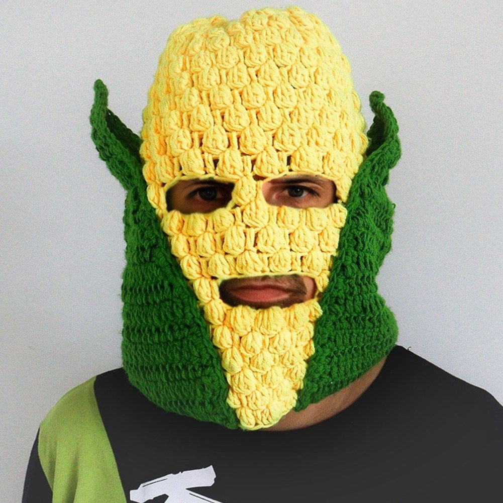 Jiibva Creative Knitted Hat, Unisex Knit Corn Beanie, Winter Warm Knitted Cap Funny Corn Hats Ski Mask Windproof Hat for Halloween Events