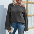 thumbnail image 2 of IROINNID Reduced Womens Sweater One-Shoulder Pullover Sweater Solid Color Leisure Mid-Length Long Sleeve Sweater, 2 of 6
