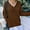 Brown, variant on Contrast Button Detail Long Sleeve Textured Knit Sweater for Women