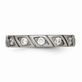 thumbnail image 3 of Grey Titanium Ring Band Wedding Cubic Zirconia CZ Polished Grooved, 3 of 6