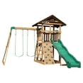 thumbnail image 2 of Backyard Discovery Lightning Ridge Cedar Wood Swing Set, Slide, Deck, Rock Wall, Sandbox, 2 of 12