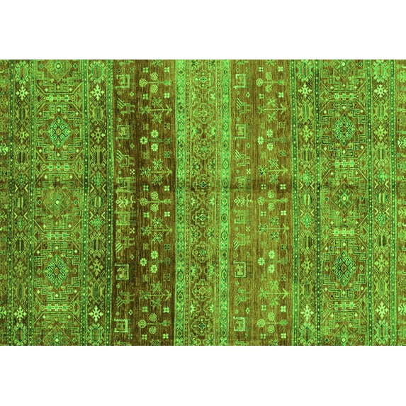 Ahgly Company Indoor Rectangle Abstract Green Modern Area Rugs, 4' x 6'