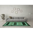thumbnail image 3 of Ahgly Company Machine Washable Indoor Rectangle Abstract Turquoise Blue Modern Area Rugs, 5' x 7', 3 of 4
