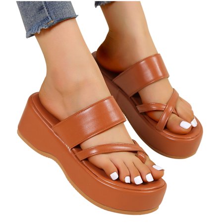 

YanHoo Clearance Boho Slide Sandals for Women Girls Dressy Low Wedge Thong Sandals Casual Toe Ring Flat Sandals Cute Summer Bohemian Travel Flip Flop Sandal Shoes