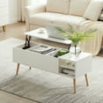 thumbnail image 1 of Coffee Table with Storage Shelves, Wood Storage Cabinet Table with lift Desk Top, Wood Legs and Large Storage Space for Living Room Bedroom, Easy Assembly, Space Saving, White, 1 of 7