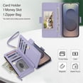 thumbnail image 4 of For Samsung Galaxy S24 Ultra 5G RFID Blocking Wallet Case, Crossbody Purse Phone Case with 9 Card Slots, Zipper Pocket & Detachable Strap,Purple,For Galaxy S24 Ultra 5G, 4 of 9