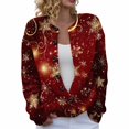 thumbnail image 2 of Winter Plus Size Fall Sweaters for Women Women Christmas 3d Snowflake Button Deer Plush Sweater Cardigan Features: Brick Red XXL, 2 of 7