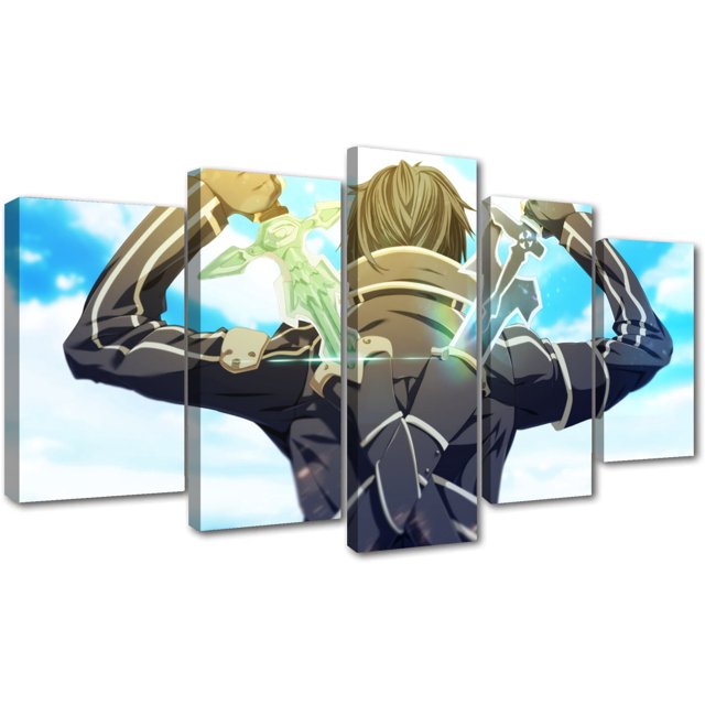 5 Cuadros Decorativos Sword Art Online Kirito Espada Canvas Listo Para Colgar 150x84cm Jungle Art Impresion Tela Arte
