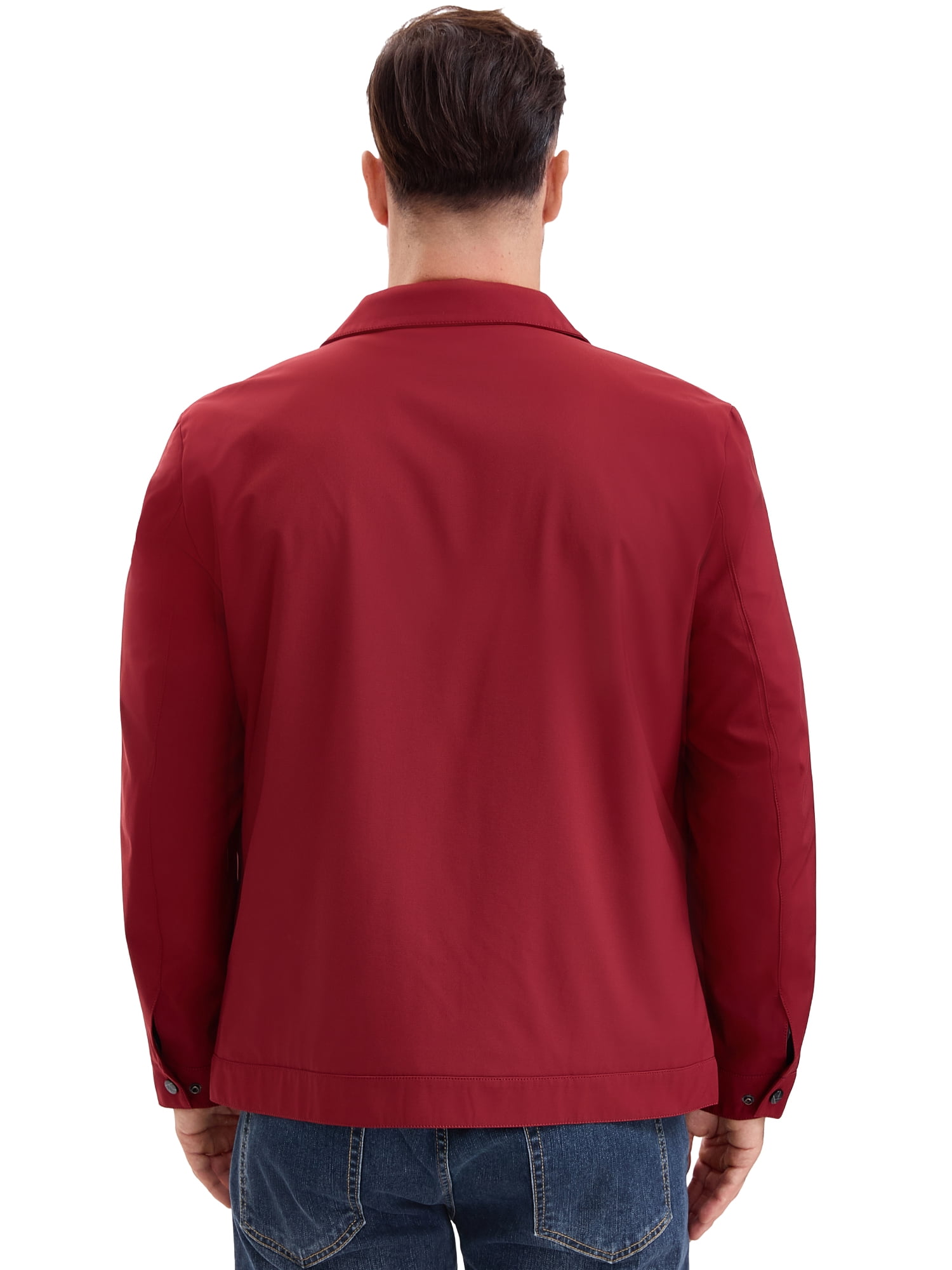 DARING DIVA Men's Long Sleeve Full Zip Up Lapel Solid Lined Jacket XL Red
