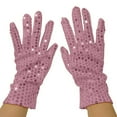 thumbnail image 2 of GPOECD Sequin Gloves Performance Glitter Mittens For 80s 90s Dress Up Party Rave Events Pink,One Size, 2 of 3