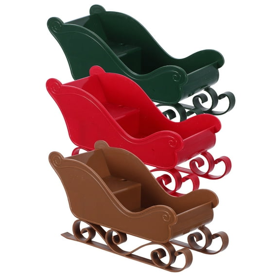 Homoyoyo 3Pcs Assorted Color Christmas Sleigh Present Basket for Joyful Seasonal Home Decor