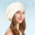 thumbnail image 2 of Fgnfyis Soft Knit Crochet Beret Hat with Airy Cutout Design Lightweight Slouchy for Women White One Size, 2 of 3