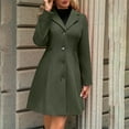thumbnail image 5 of Long Winter Coats For Women Sevevn Women's Winter Outerwear Overcoat Lapel Mid-thigh A-line Single Breasted Pea Coat, 5 of 9
