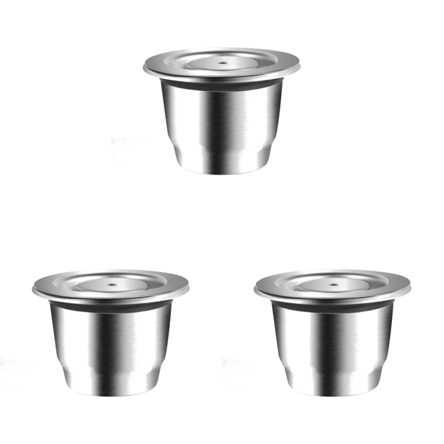 Cápsula Reutilizable de Acero Inoxidable Cesta Recargable para Café Nespresso (A) 3 Piezas