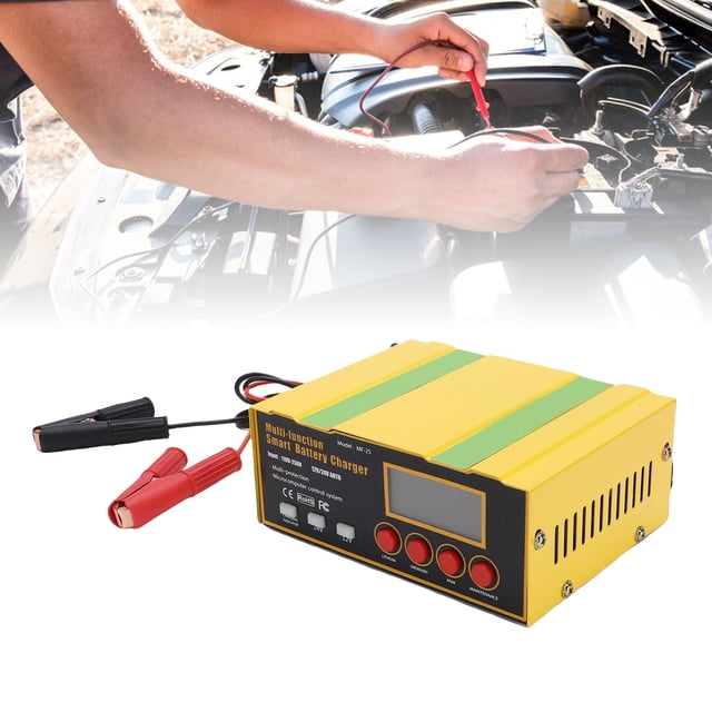 Smart Battery Charger, Stainless Steel Crafted, Over 99% Compatibility, Anti Reverse Connection Guard, Cold Weather Operation, for Car, Motorcycle, Mower, GEL SLA WET