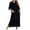 Black, variant on Women Zipper Pajamas Dress Homewear 3/4 Sleeve Nightgown Full Length Lounge Dress with Pockets