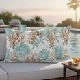 thumbnail image 4 of Outdoor Waterproof Pillow Covers Summer Starfish Shell Coral Decorative Throw Pillow Protectors,Pillowcase Cushion Cases for Patio Sofa Garden Couch,20x12in,Pack of 2, 4 of 14