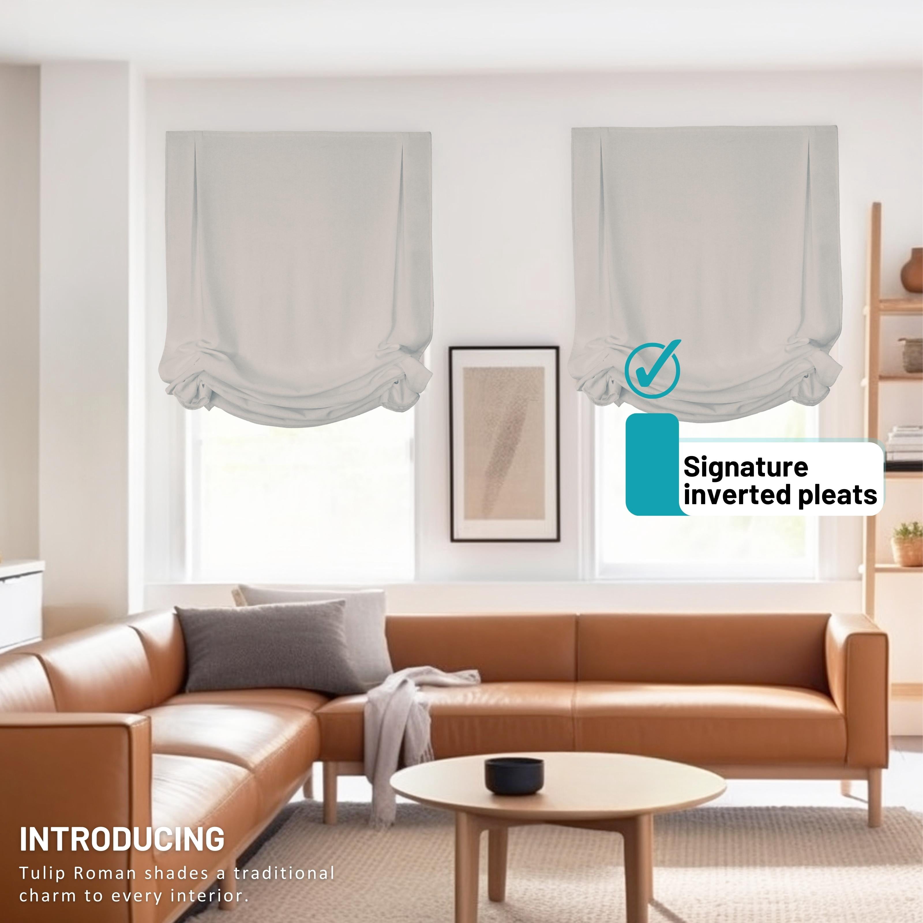Chicology Cordless Roman Shades, Light Gray (Tulip), 27"W X 64"H
